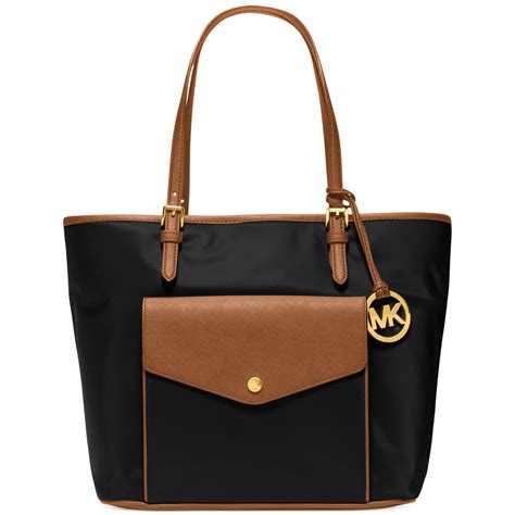 michael kors black & gold jet styers|Michael Kors black nylon tote.